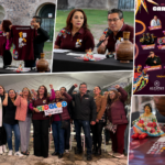 del Ex Convento de San Nicolás de Tolentino. En las imágenes se observa a autoridades municipales encabezadas por la alcaldesa Imelda Cuéllar Cano durante el anuncio del evento, la presentación de la nueva imagen de la feria, la cartelera artística con artistas como Gloria Trevi, Napoleón y Los Yonics, así como una fotografía grupal de organizadores y asistentes.