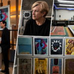 Collage de la exposición Arte por México, integrada por obra gráfica de destacados artistas mexicanos, junto con imágenes de Eva Beloglovsky, espacios de exhibición y el taller de producción artística que forma parte de este proyecto cultural.