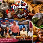 Collage promocional del Primer Festival del Chile Rayado en La Misión, Hidalgo, con muestras gastronómicas, productos derivados del chile rayado, pan artesanal y autoridades durante la presentación oficial del evento que se realizará del 18 al 20 de junio.