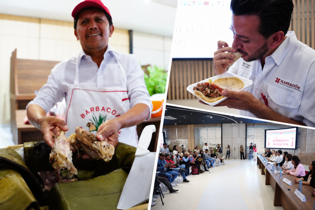 Barbacoyeros, degustación de tacos y presentación oficial del Segundo Festival de la Barbacoa del Valle del Mezquital durante la conferencia de prensa en Hidalgo.
