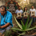 Médico tradicional realiza un ritual de sanación junto a plantas medicinales y representantes de la Feria de la Planta Medicinal de Ajacuba.