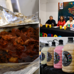 Collage del Festival del Asado y la Cerveza de Tepetitlán con carne preparada, bebidas artesanales y la presentación del evento.