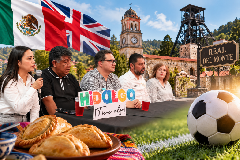 Autoridades y representantes de la comunidad británica presentan en Real del Monte la celebración por los 200 años de relación entre México e Inglaterra, que incluirá fútbol y gastronomía.